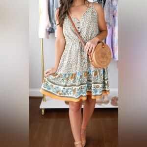 PRETTYGARDEN Women’s Floral V Neck Spaghetti Strap Button Down Sundress